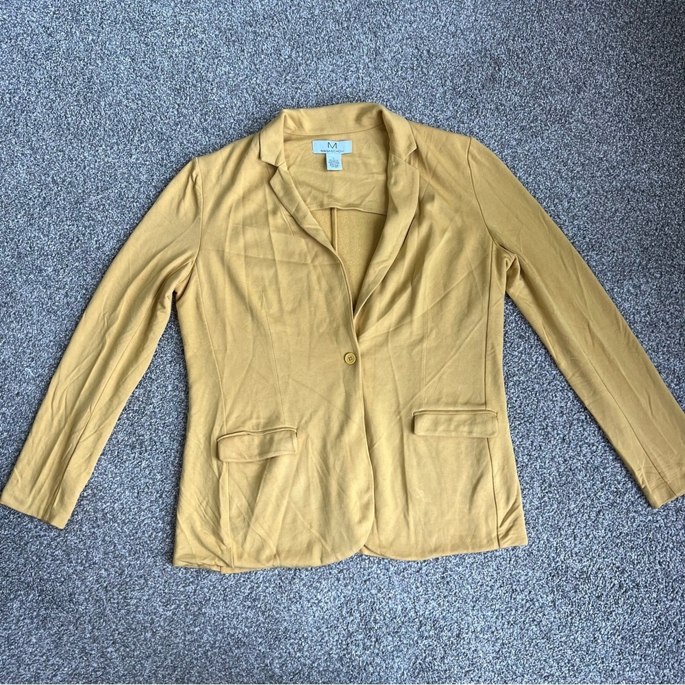 Magaschoni Yellow Long‎ Sleeve Knit Blazer, Size Large